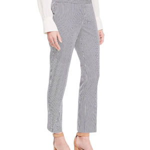 Women’s 00 Petite Ann Taylor White Striped Seersucker Devin Fit Cropped Pants